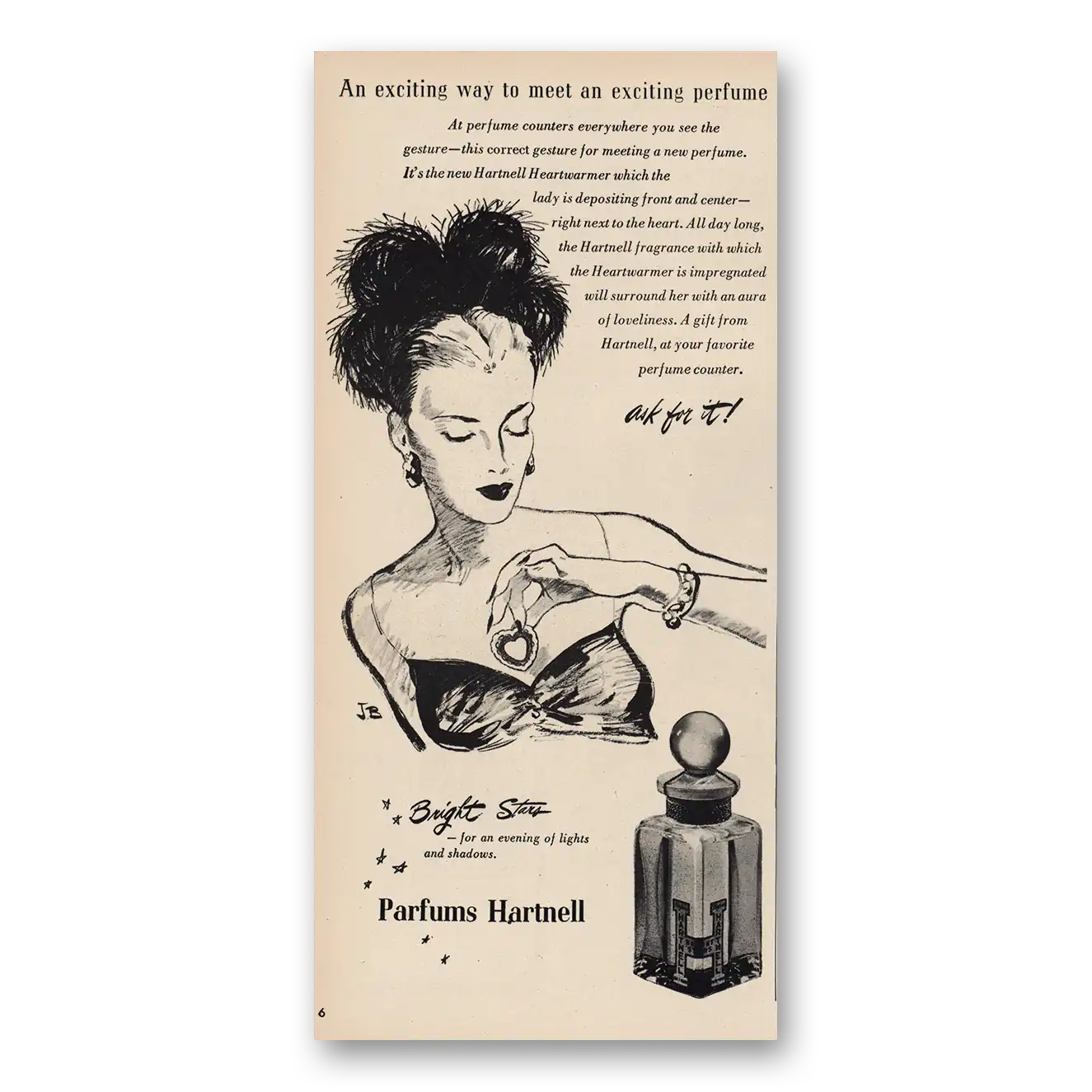 1947 Parfums Hartnell Exciting Perfume Vintage Magazine Print Ad