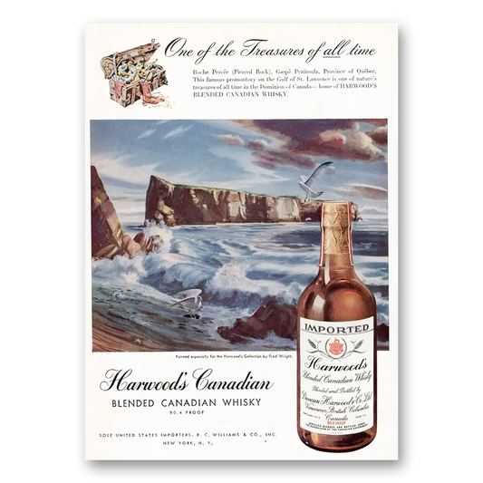 1947 Harwoods Canadian Whisky One of the Treasures Vintage Magazine Print Ad