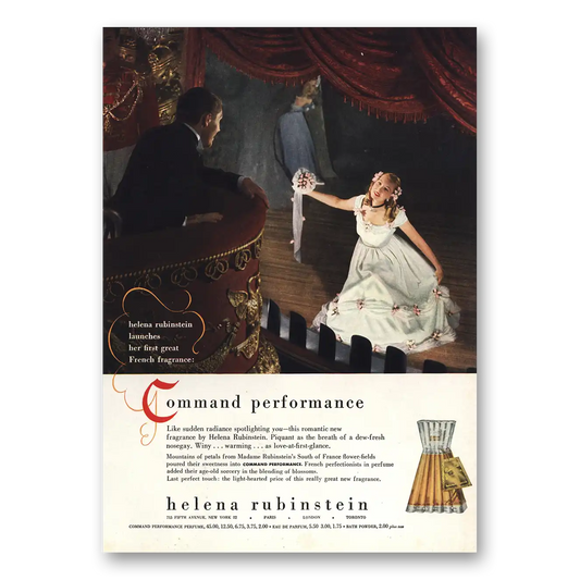 1947 Helena Rubinstein Perfume Command Performance Vintage Magazine Print Ad