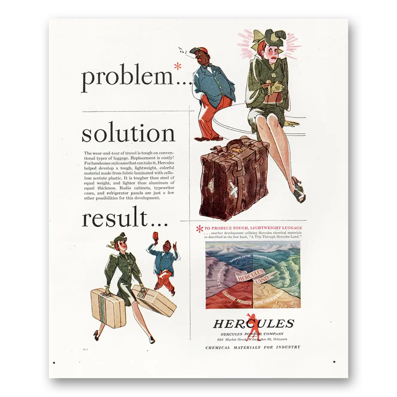 1947 Hercules Powder Problem Solution Result Vintage Magazine Print Ad