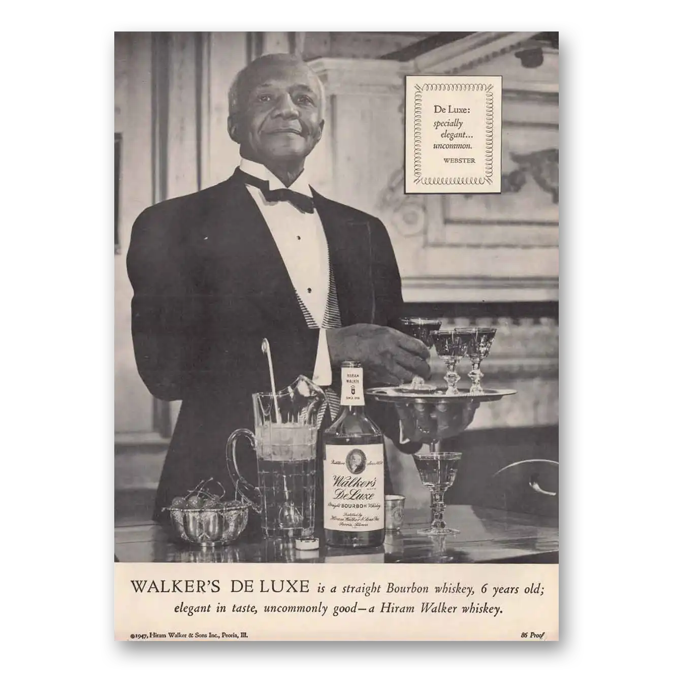 1947 Hiram Walker Whiskey Webster Specially Elegant Vintage Magazine Print Ad