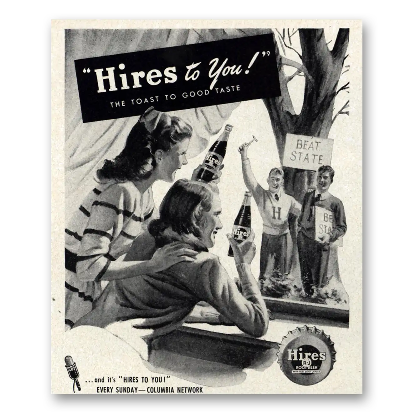 1947 Hires Root Beer Beat State Vintage Magazine Print Ad