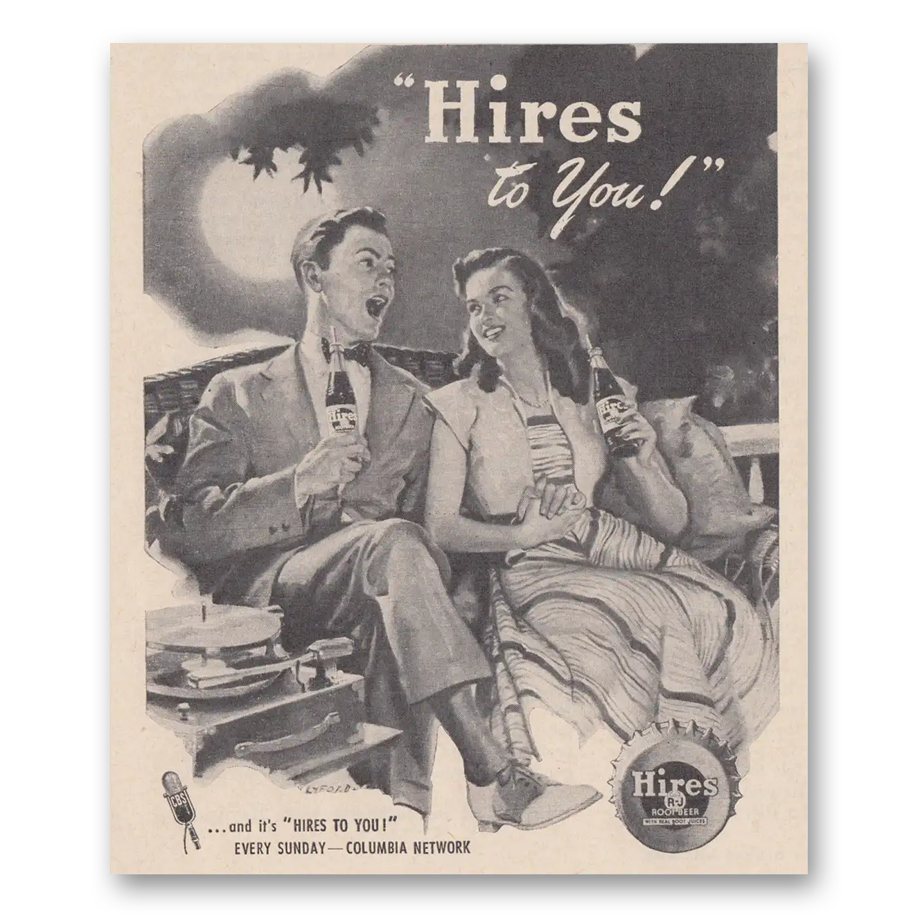 1947 Hires Root Beer Hires To You Vintage Magazine Print Ad