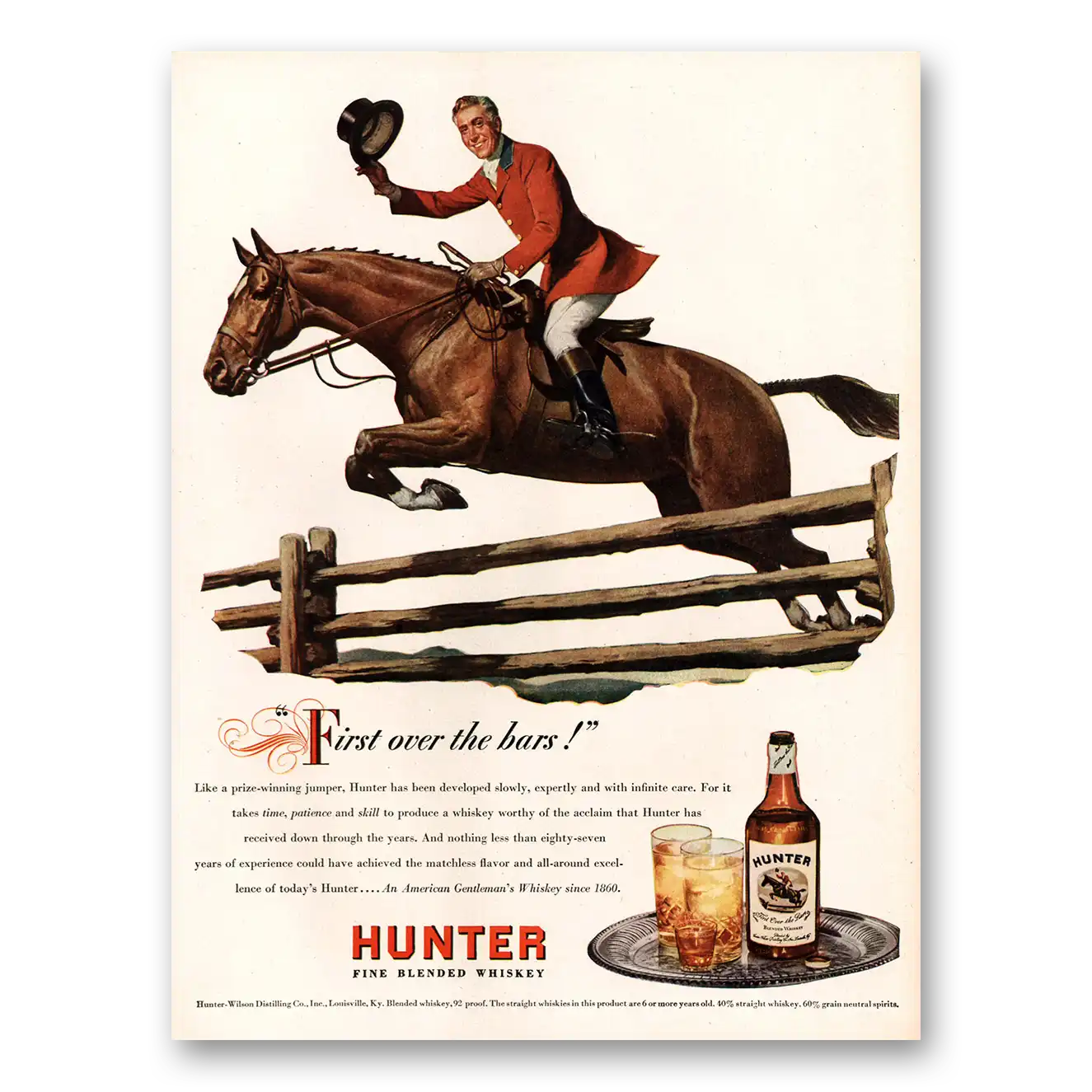 1947 Hunter Whiskey Like Prize Winning Jumper Vintage Magazine Print Ad