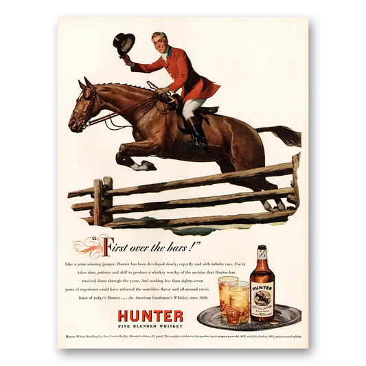 1947 Hunter Whiskey Like Prize Winning Jumper Vintage Magazine Print Ad