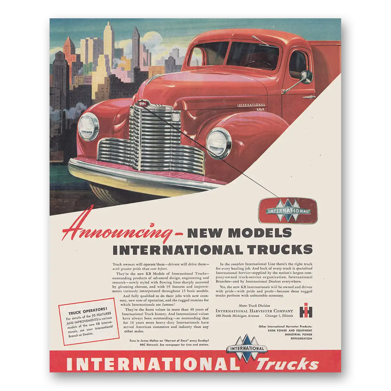 1947 International Trucks New Models Vintage Magazine Print Ad