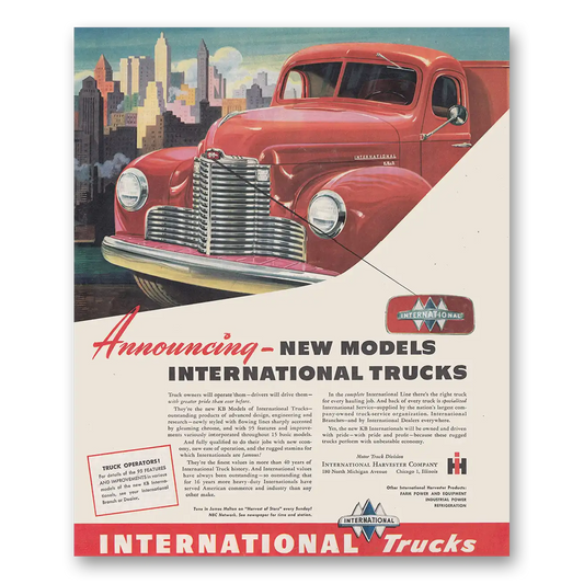 1947 International Trucks New Models Vintage Magazine Print Ad