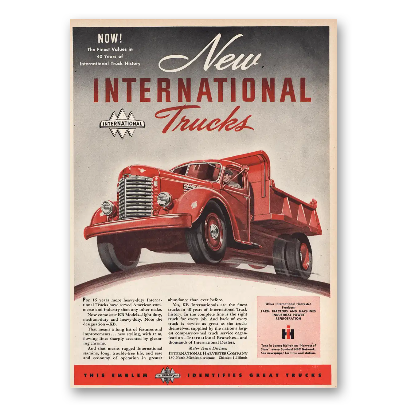 1947 International Trucks Finest Value In 40 Years Vintage Magazine Print Ad