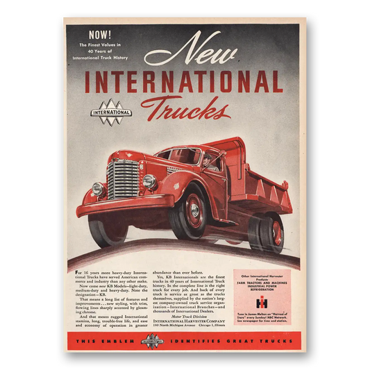 1947 International Trucks Finest Value In 40 Years Vintage Magazine Print Ad