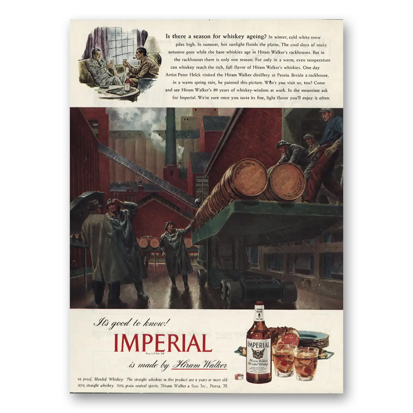 1947 Imperial Whiskey Season for Whiskey Aging Vintage Magazine Print Ad