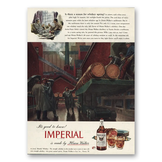 1947 Imperial Whiskey Season for Whiskey Aging Vintage Magazine Print Ad