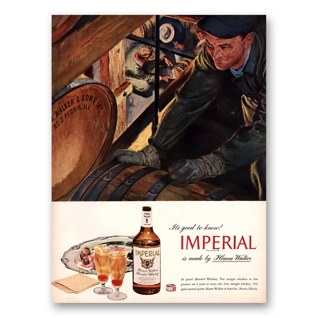 1947 Imperial Whiskey Good To Know 86 Proof Vintage Magazine Print Ad