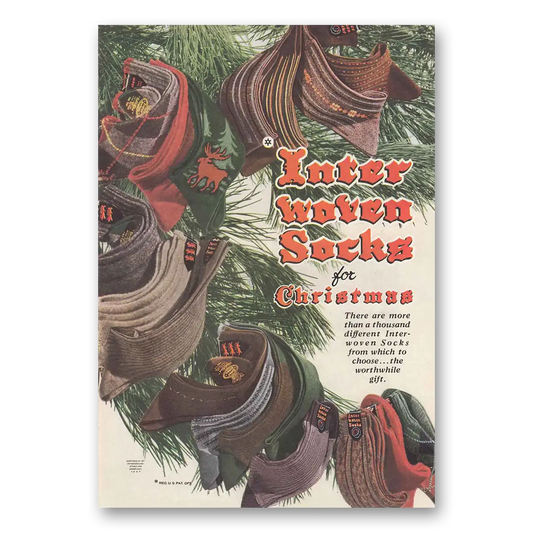 1947 Interwoven Socks Christmas Vintage Magazine Print Ad