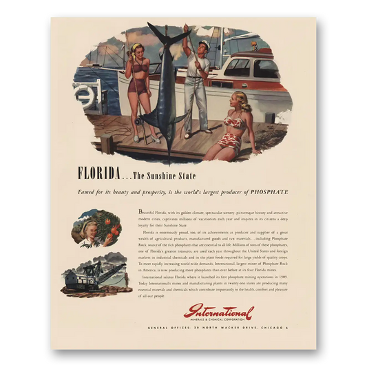 1947 International Minerals & Chemicals Florida the Sunshine State Vintage Magazine Print Ad