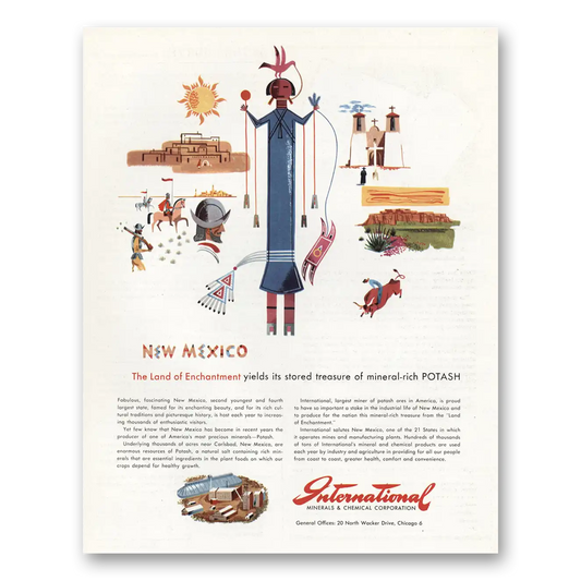 1947 International Minerals & Chemicals New Mexico Land of Enchantment Vintage Magazine Print Ad