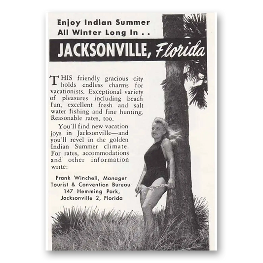 1947 Jacksonville Florida Enjoy Indian Summer Vintage Magazine Print Ad