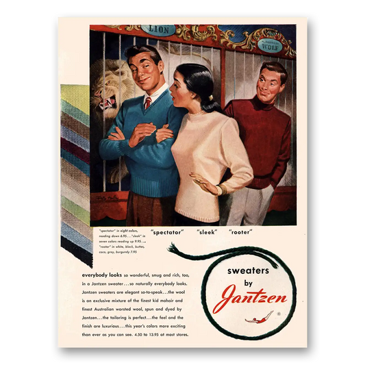 1947 Jantzen Sweaters Spectator Sleek Rooter Vintage Magazine Print Ad