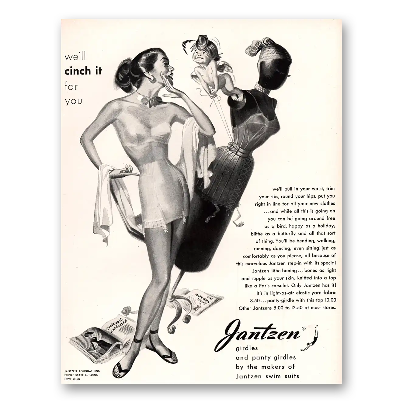 1947 Jantzen Cinch It For You Vintage Magazine Print Ad