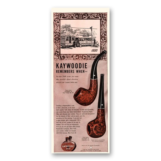 1947 Kaywoodie Pipes Bent Shape Pipe 1885 Remembers Vintage Magazine Print Ad