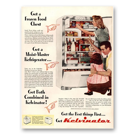 1947 Kelvinator Refrigerator Get a Frozen Food Chest Vintage Magazine Print Ad