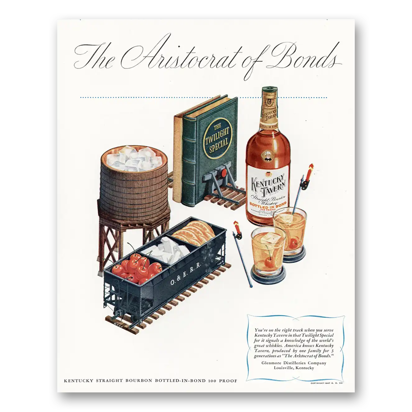 1947 Kentucky Tavern Whiskey Twilight Special Vintage Magazine Print Ad