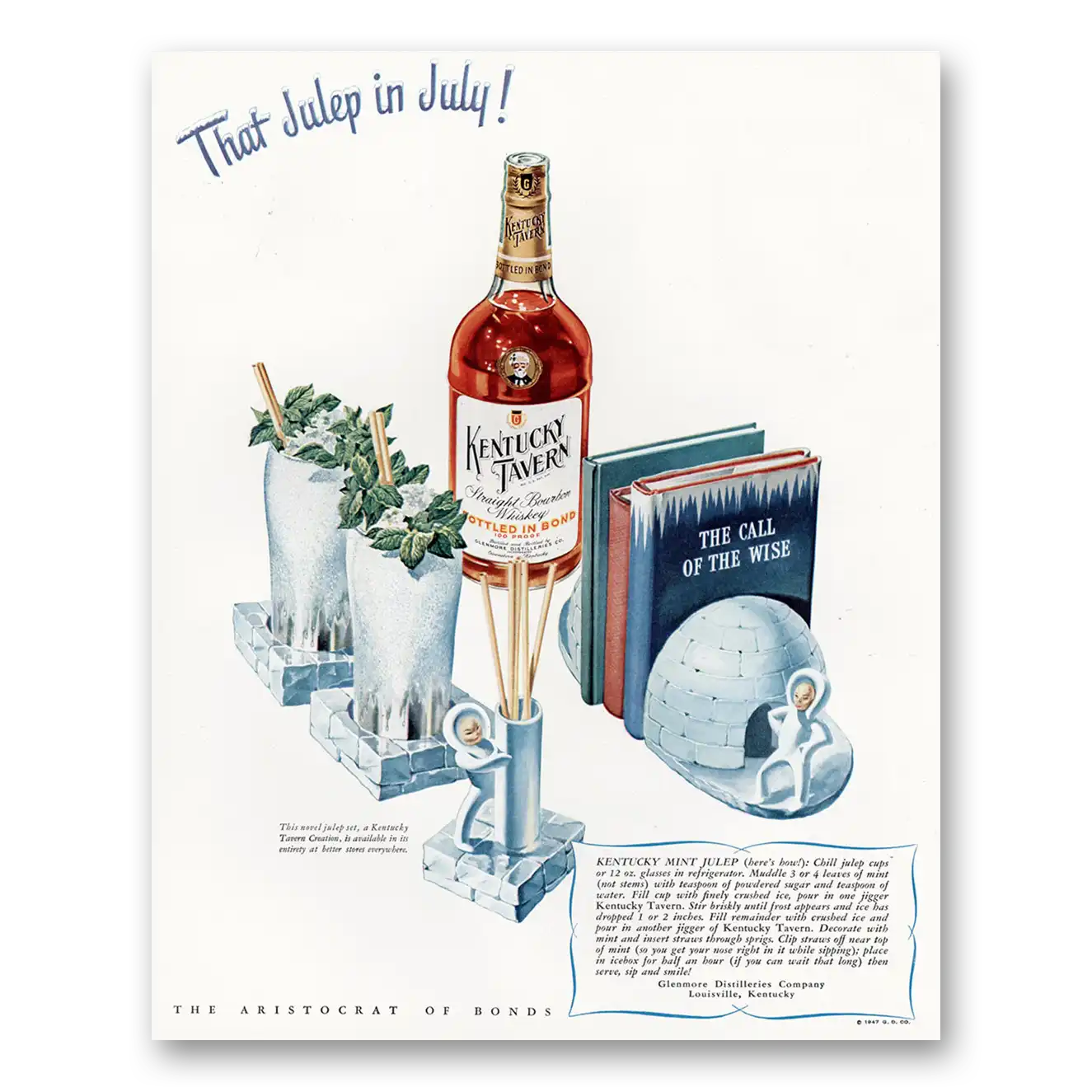 1947 Kentucky Tavern Whiskey That Julep in July Vintage Magazine Print Ad