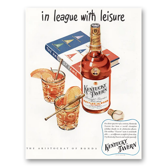 1947 Kentucky Tavern Whiskey League With Leisure Vintage Magazine Print Ad