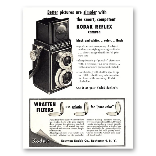 1947 Kodak Reflex Camera Better Pictures Are Simpler Vintage Magazine Print Ad