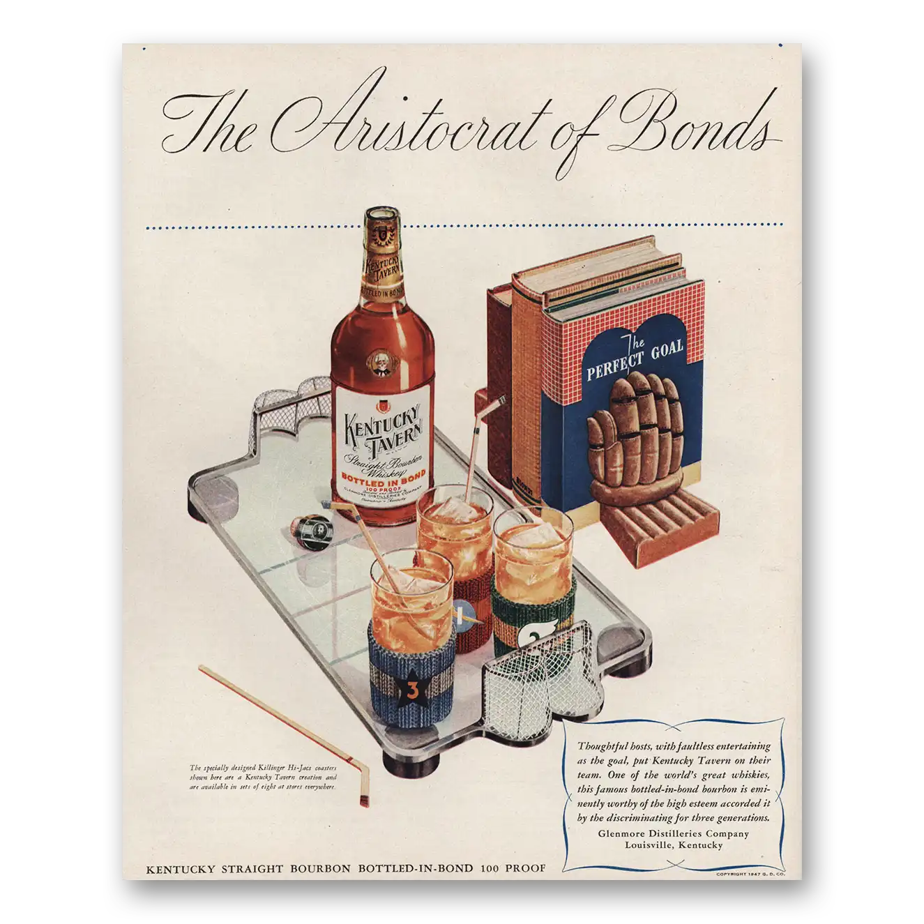 1947 Kentucky Tavern Whiskey Perfect Goal Vintage Magazine Print Ad