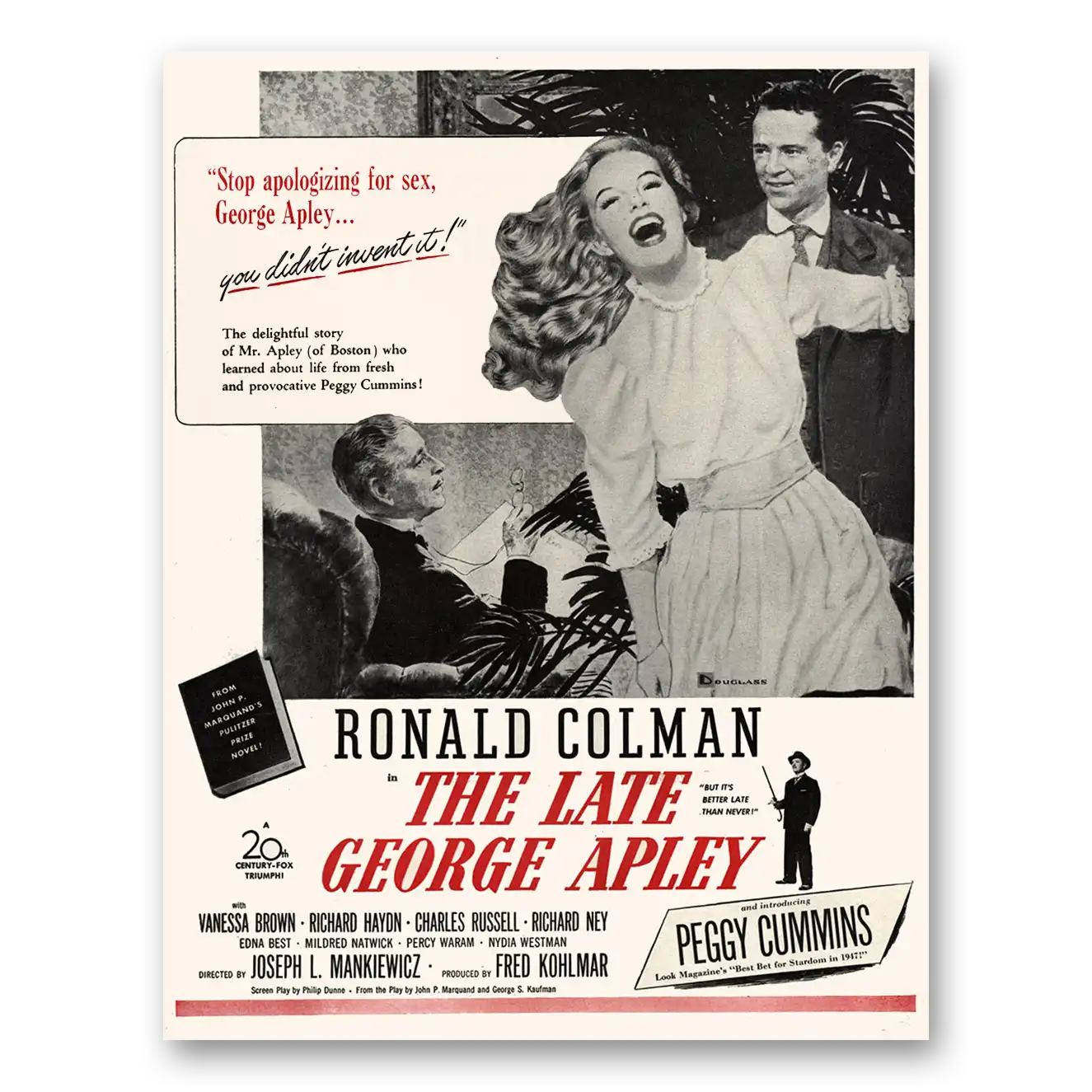 1947 Late George Apley Movie Promo Stop Apologizing for Sex Vintage Magazine Print Ad