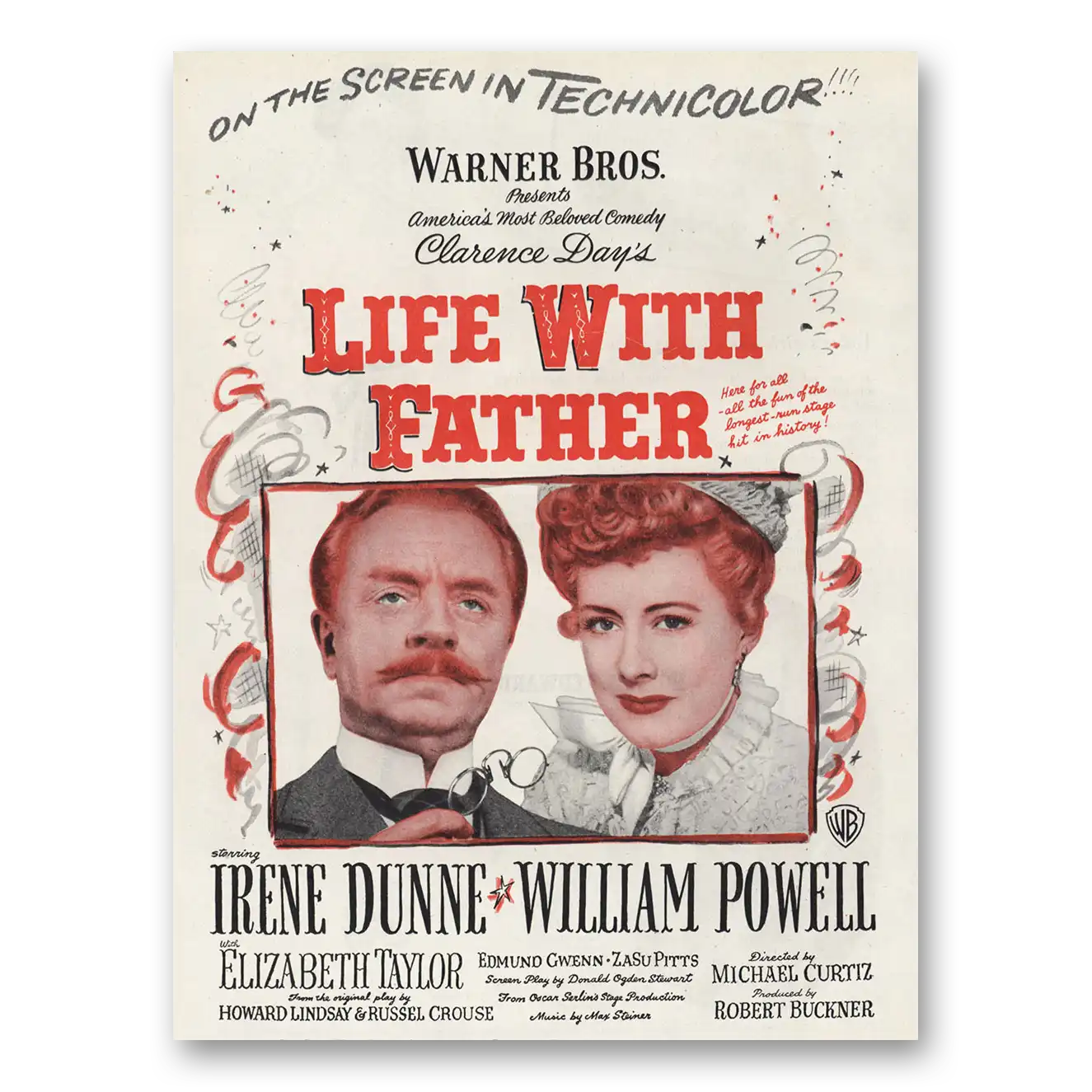 1947 Life With Father Movie Promo Irene Dunne and William Powell Vintage Magazine Print Ad