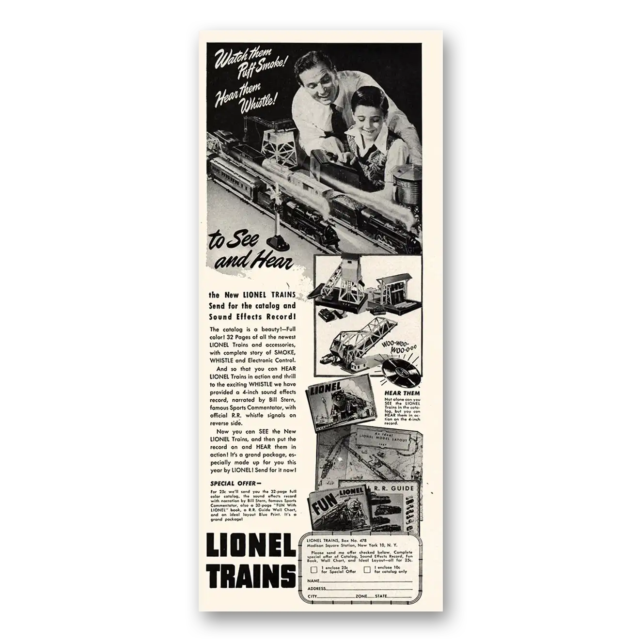 1947 Lionel Trains Them Puff Smoke Vintage Magazine Print Ad