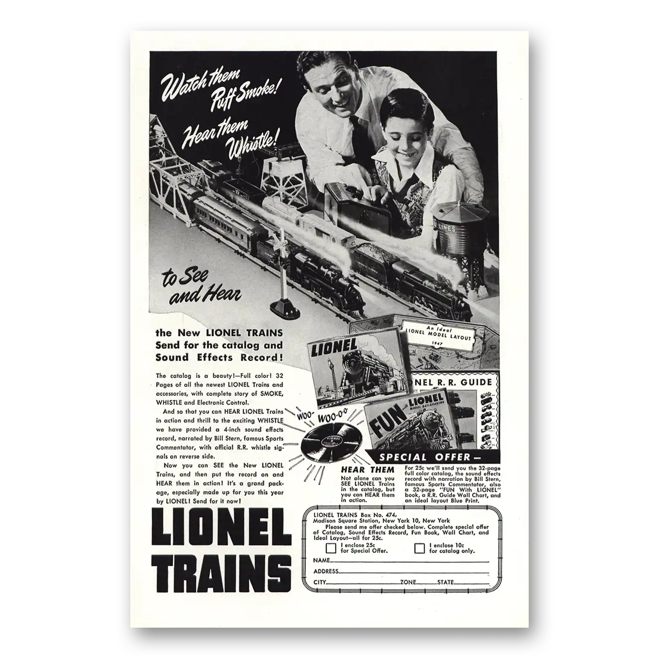 1947 Lionel Trains Them Puff Smoke Vintage Magazine Print Ad