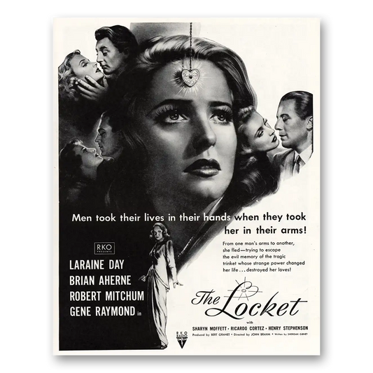 1947 The Locket Movie Promo Laraine Day and Robert Mitchum Vintage Magazine Print Ad