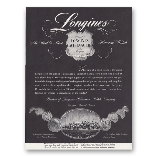 1947 Longines Wittnauer Sign of Good Watch Is the Name Longines Vintage Magazine Print Ad