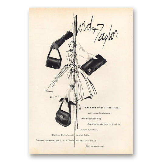 1947 Lord & Taylor When the Clock Strikes Five Vintage Magazine Print Ad