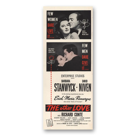 1947 The Other Love Movie Promo Barbara Stanwyck and David Niven Vintage Magazine Print Ad