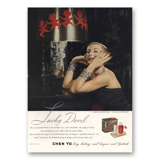 1947 Lucky Devil Perfume Impish Blend of Red Vintage Magazine Print Ad