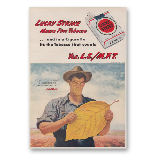 1947 Lucky Strike Cigarettes Tobacco That Counts Vintage Magazine Print Ad