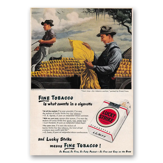 1947 Lucky Strike Cigarettes Next Step the Tobacco Auction Vintage Magazine Print Ad