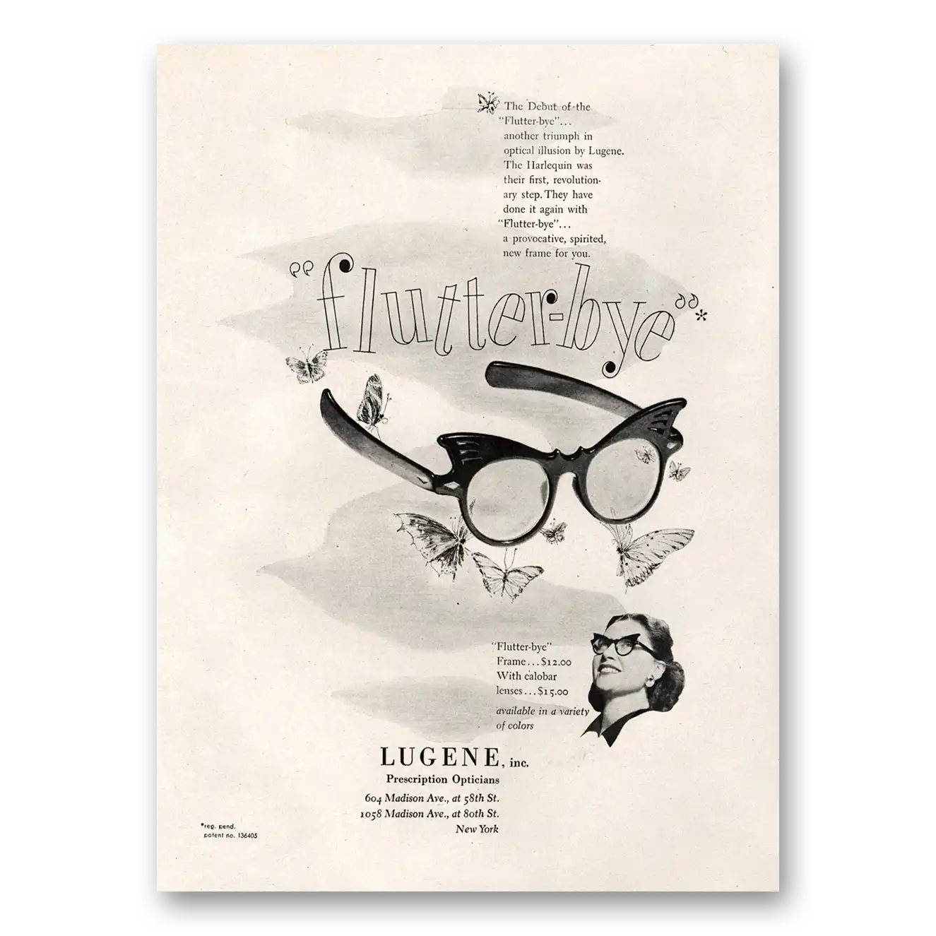 1947 Flutter Bye Glasses Another Triumph In Optical Illusion Vintage Magazine Print Ad