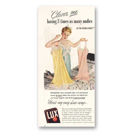 1947 Lux Soap Clever Me Many Undies Vintage Magazine Print Ad