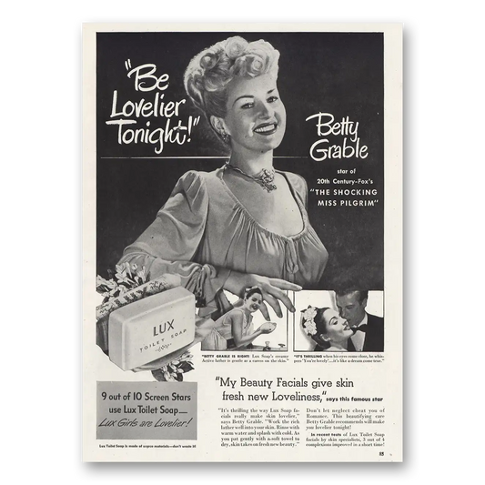 1947 Lux Soap Betty Grable Vintage Magazine Print Ad