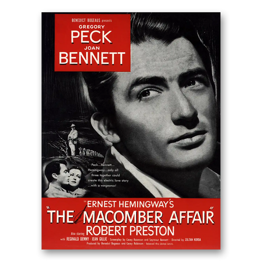 1947 Macomber Affair Movie Promo Gregory Peck and Joan Bennett Vintage Magazine Print Ad