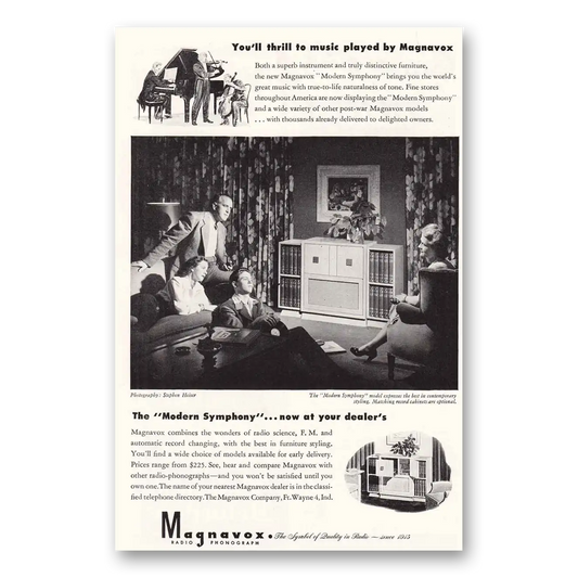 1947 Magnavox Aegean Television Thrill to Music Vintage Magazine Print Ad