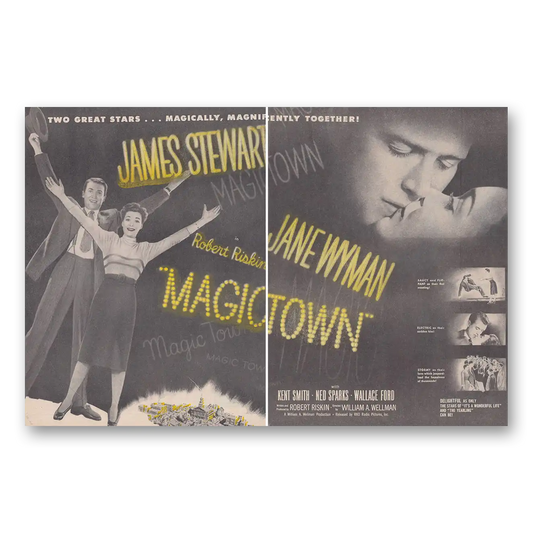 1947 Magic Town Movie Promo Jane Wyman and James Stewart Vintage Magazine Print Ad