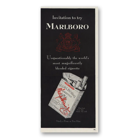 1947 Marlboro Cigarettes Unquestionably Vintage Magazine Print Ad