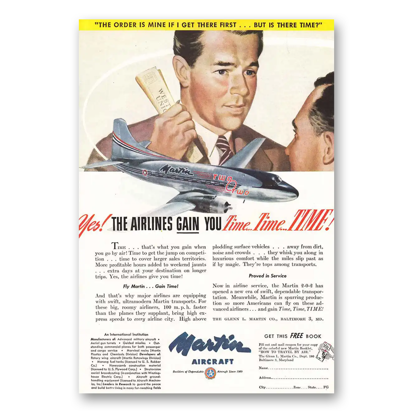 1947 Martin Airliner Order Is Mine If I Get There First Vintage Magazine Print Ad