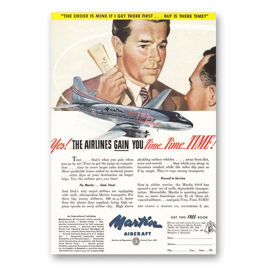 1947 Martin Airliner Order Is Mine If I Get There First Vintage Magazine Print Ad