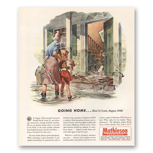 1947 Mathieson Chemicals Going Home East St Louis Vintage Magazine Print Ad